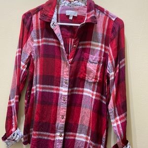 Lucky Brand plaid Red soft flannel log sleeve S/P